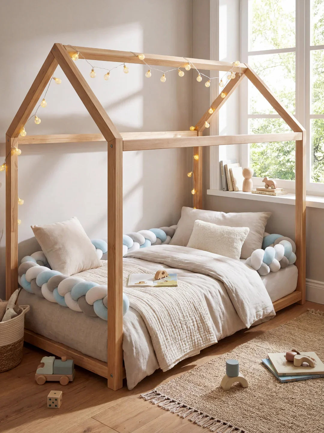 Terracotta Velvet Braided Baby Bed Bumper