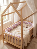 Terracotta Velvet Braided Baby Bed Bumper