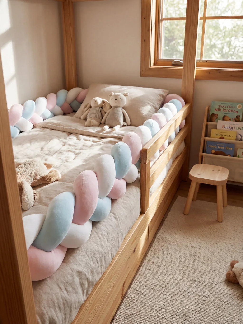 Terracotta Velvet Braided Baby Bed Bumper