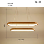 Varela Lampu Gantung LED Kayu Minimalis, Lampu Makan Boleh Laras Cahaya