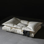 Weißes Gänsedaunen-Memory-Kissen mit Jacquard-Bezug | Petprovac