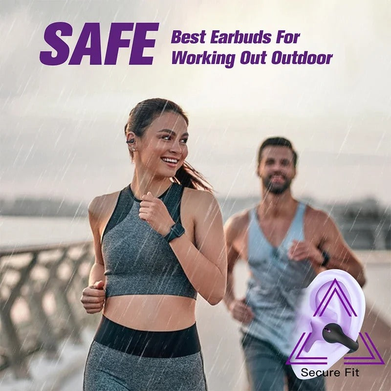 Fon Kepala Konduksi Tulang Telinga Terbuka AeroPulse untuk Pelari, Tahan Air dan Tahan Lasak