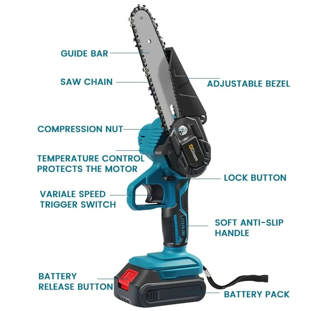 منشار سلسلة لومة 6 إنش يعمل بالبطارية مع مقبض مريح