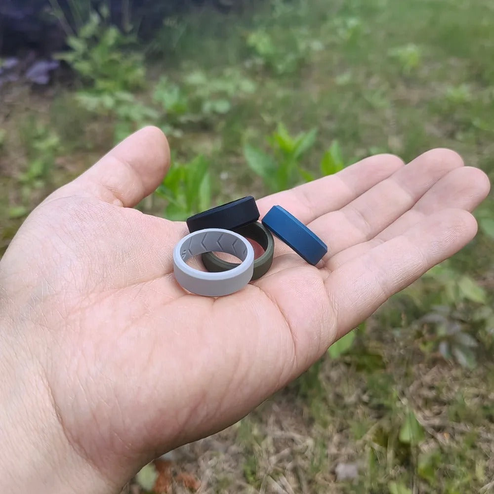 Juego de 4 anillos de silicona OnyxLoop - Alianzas de boda duraderas