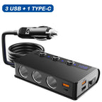 Cargador rápido para coche NovaCharge de cuatro puertos con puertos USB y enchufes para mechero 180W