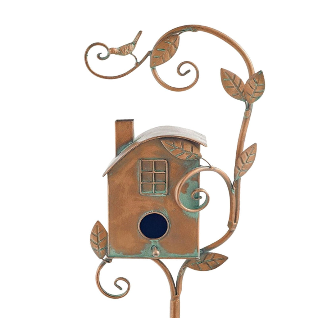 Metal Art Birdhouse on Garden Stake