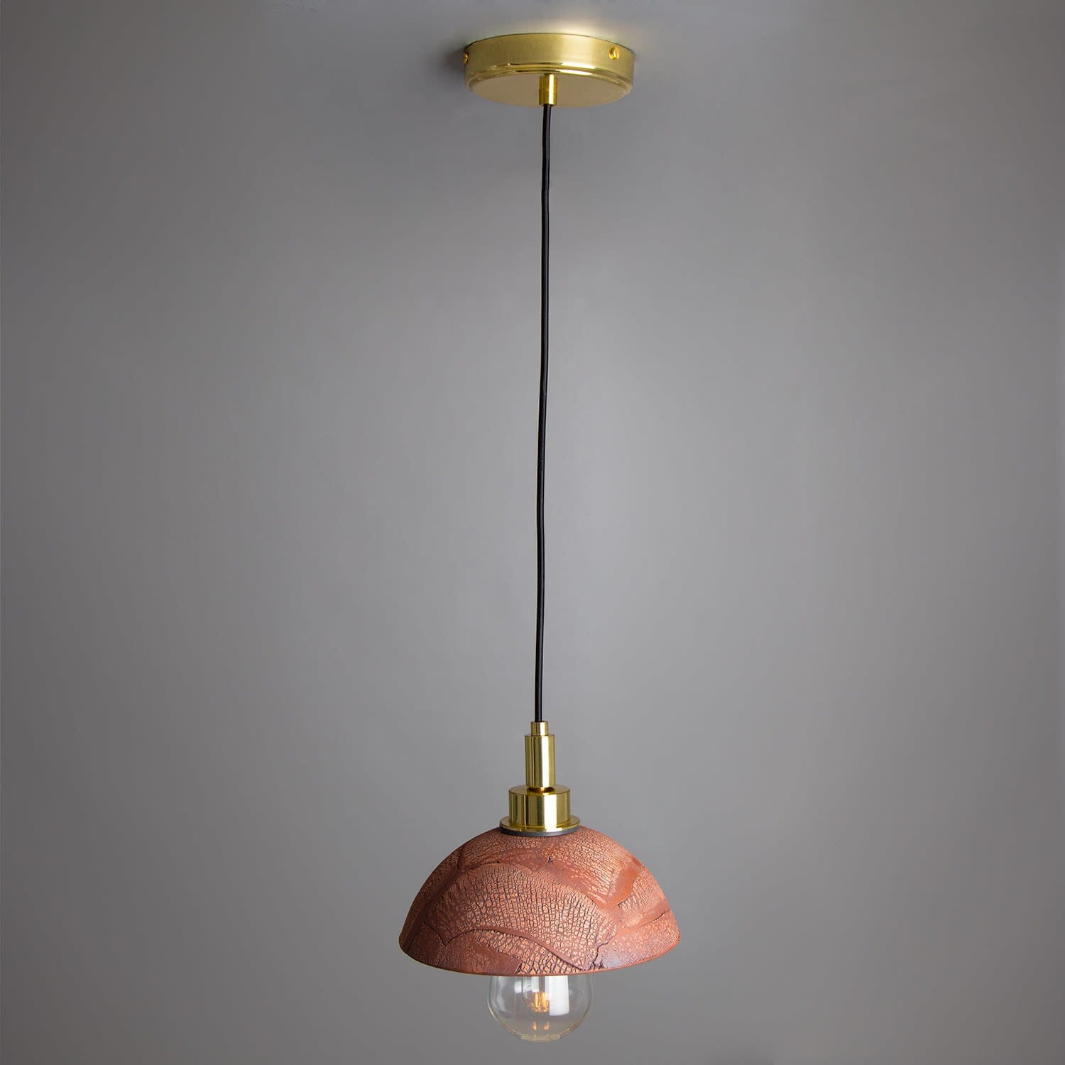 Averin Ceramic Dome Pendant Light for Bathroom, 20 cm Red Iron, IP44