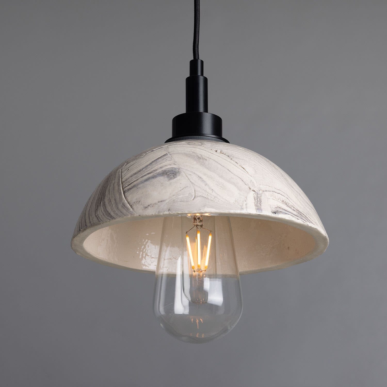 Ravelle Marmorierte Keramik Kuppel Badezimmer Pendelleuchte 20cm IP44