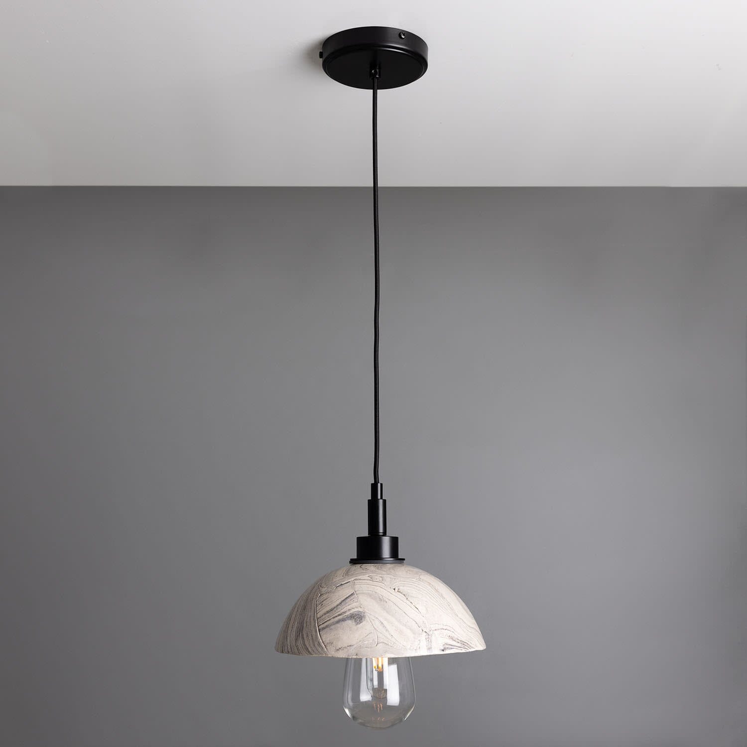 Ravelle Marmorierte Keramik Kuppel Badezimmer Pendelleuchte 20cm IP44