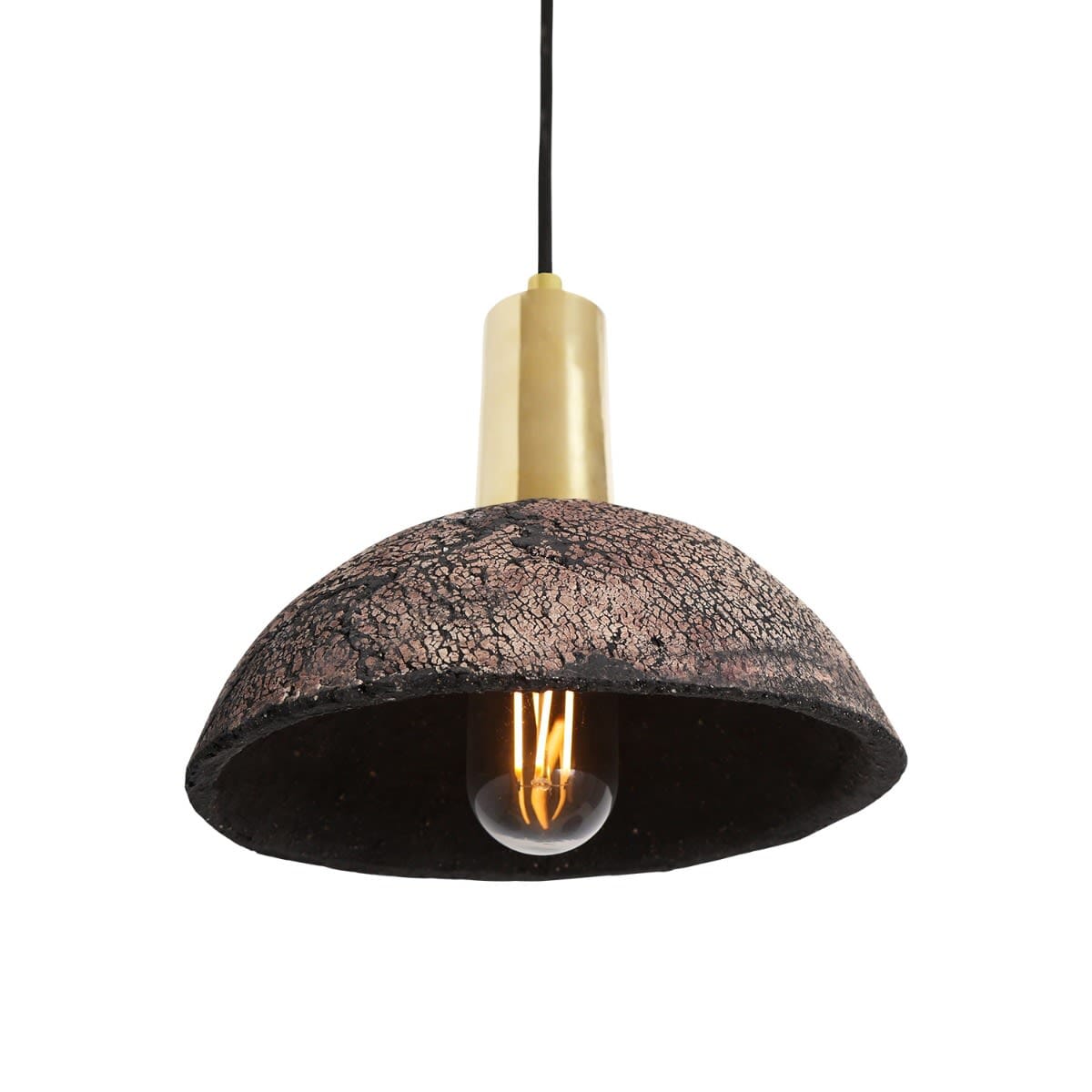 Liora 20cm Organische Keramische Kuppel Pendelleuchte in Schwarzem Ton