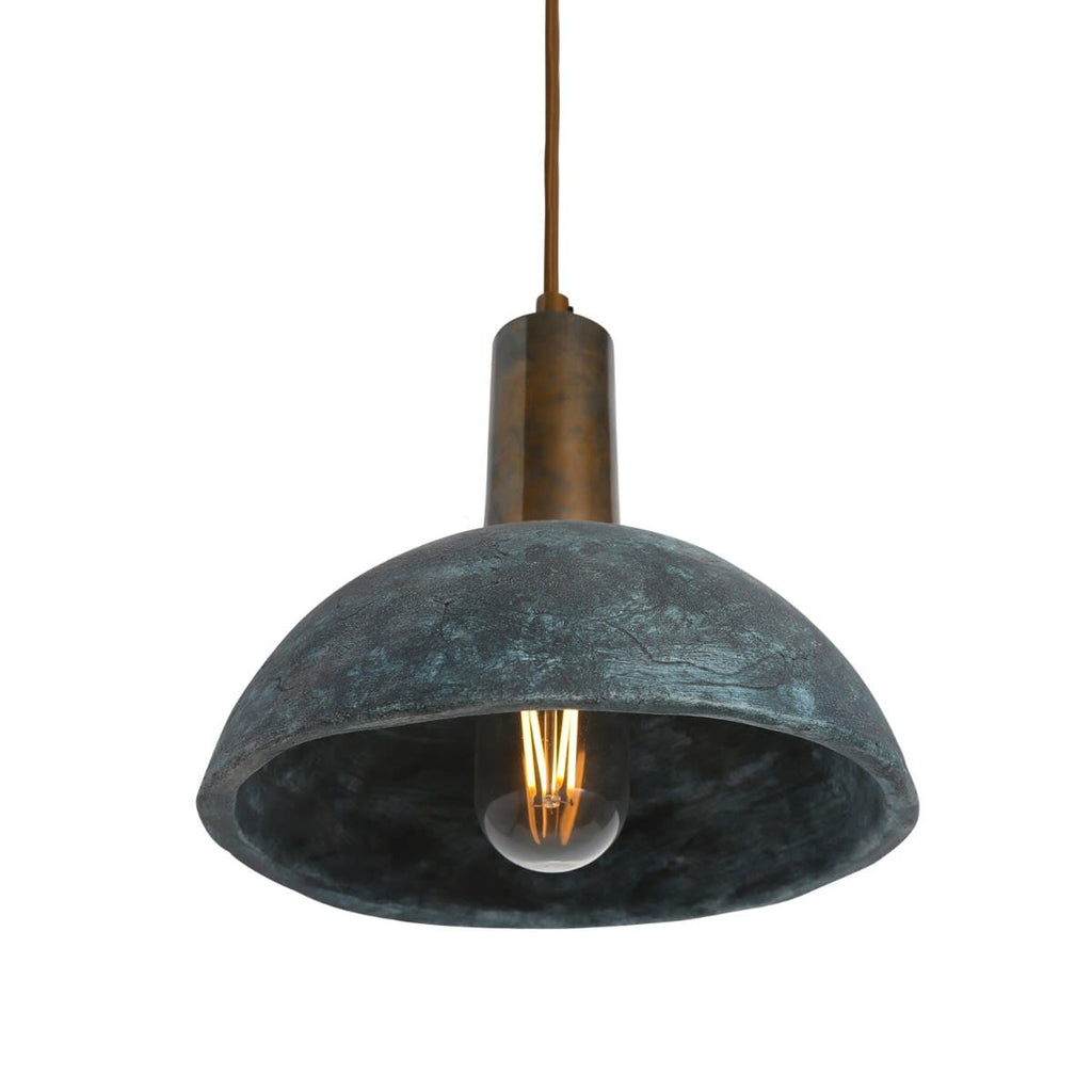 Liora | Organische Keramik-Dome-Hängelampe 20 cm in Blau Erde