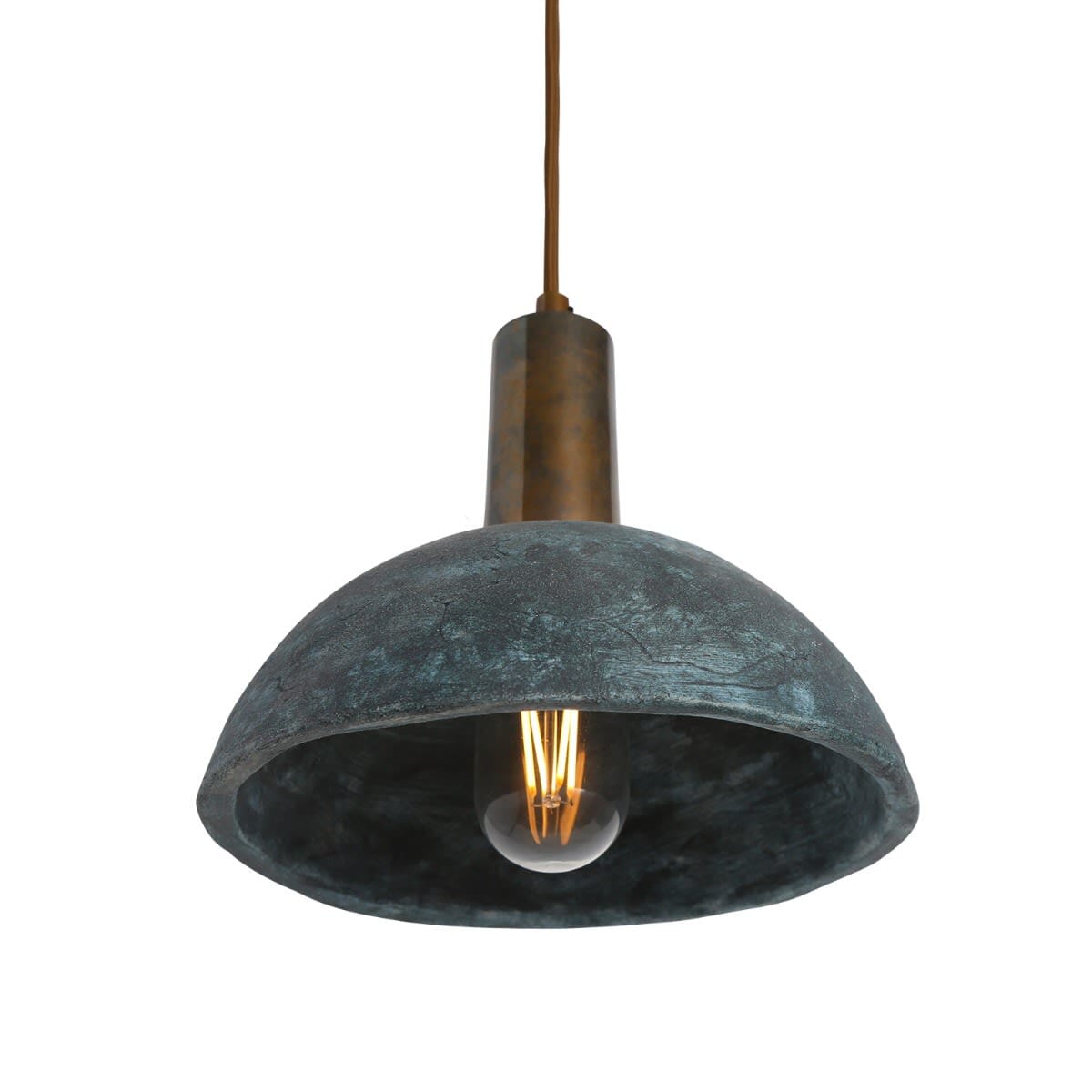 Liora | Organische Keramik-Dome-Hängelampe 20 cm in Blau Erde