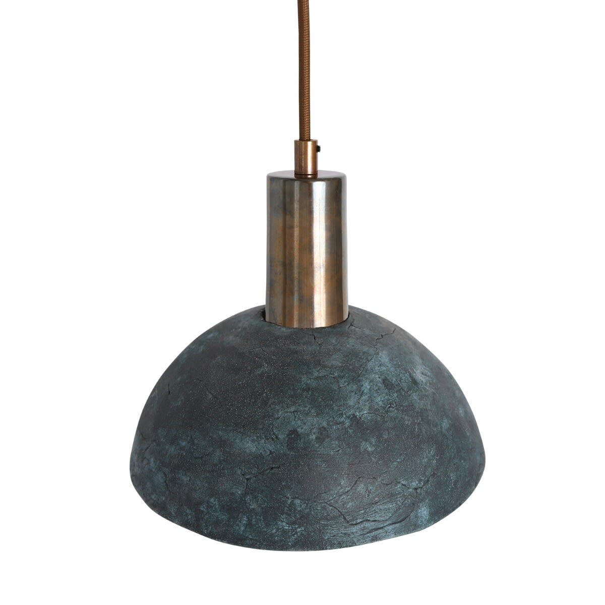 Liora | Organische Keramik-Dome-Hängelampe 20 cm in Blau Erde