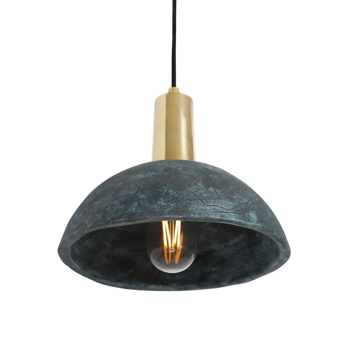 Liora | Organische Keramik-Dome-Hängelampe 20 cm in Blau Erde