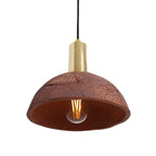 Novira Dome Pendelleuchte aus organischer Keramik, 20cm, rotes Eisen