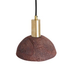 Novira Dome Pendelleuchte aus organischer Keramik, 20cm, rotes Eisen