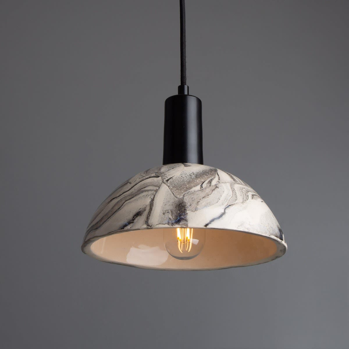 Auretta Marbled Ceramic Dome Pendant Light 20cm