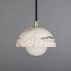 Lumera | Kleine Kuppel-Hängeleuchte aus marmorierter Keramik 14cm