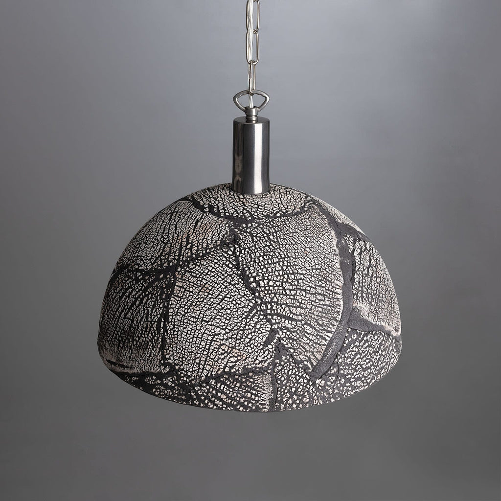 Liora Schwarze Ton Organische Keramische Kuppel Pendelleuchte, 37cm