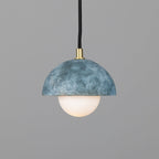 Lunari | Kompakte Keramik-Kuppel-Hängeleuchte, 14 cm, Blau Erde