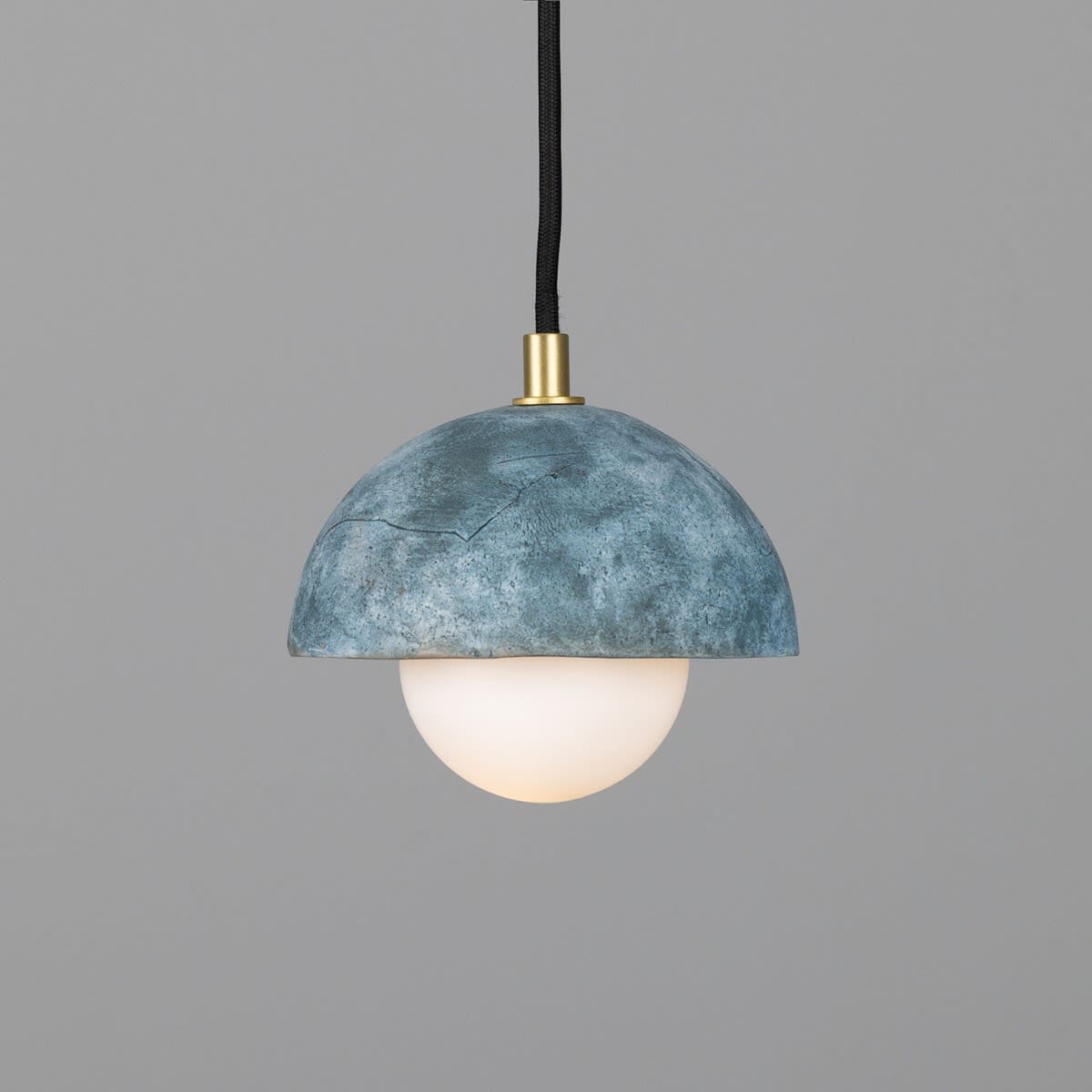 Lunari | Kompakte Keramik-Kuppel-Hängeleuchte, 14 cm, Blau Erde
