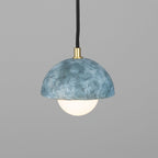 Lunari | Kompakte Keramik-Kuppel-Hängeleuchte, 14 cm, Blau Erde