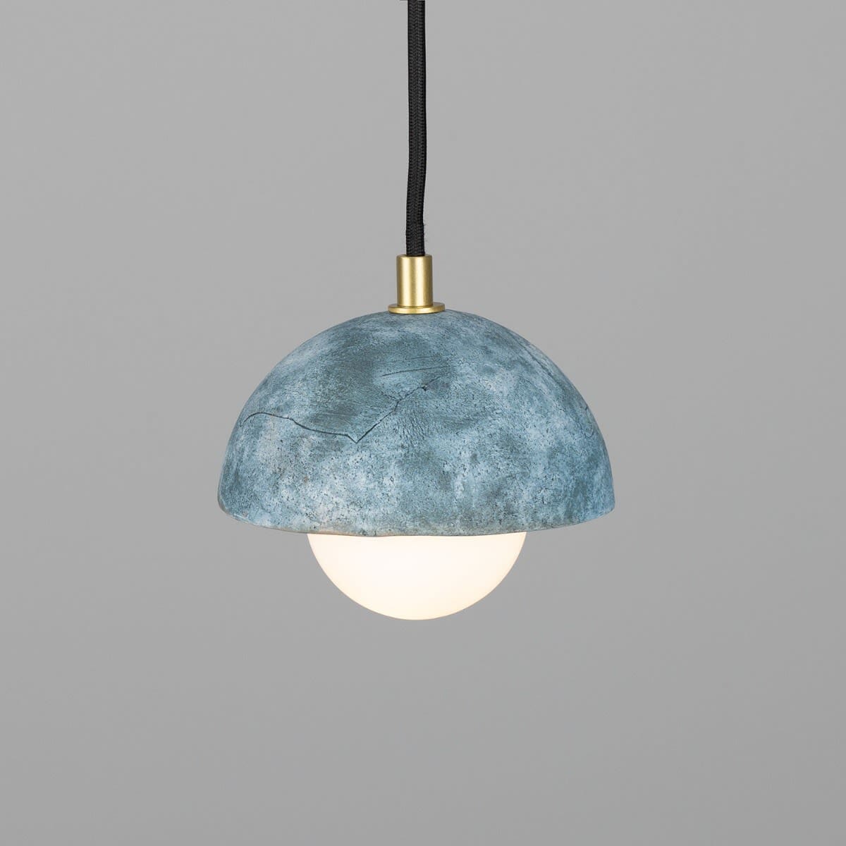 Lunari | Kompakte Keramik-Kuppel-Hängeleuchte, 14 cm, Blau Erde