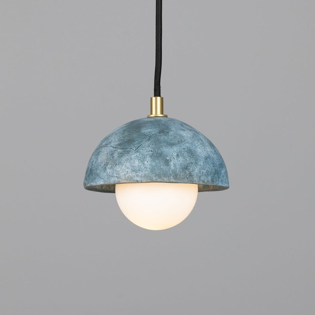 Lunari | Kompakte Keramik-Kuppel-Hängeleuchte, 14 cm, Blau Erde