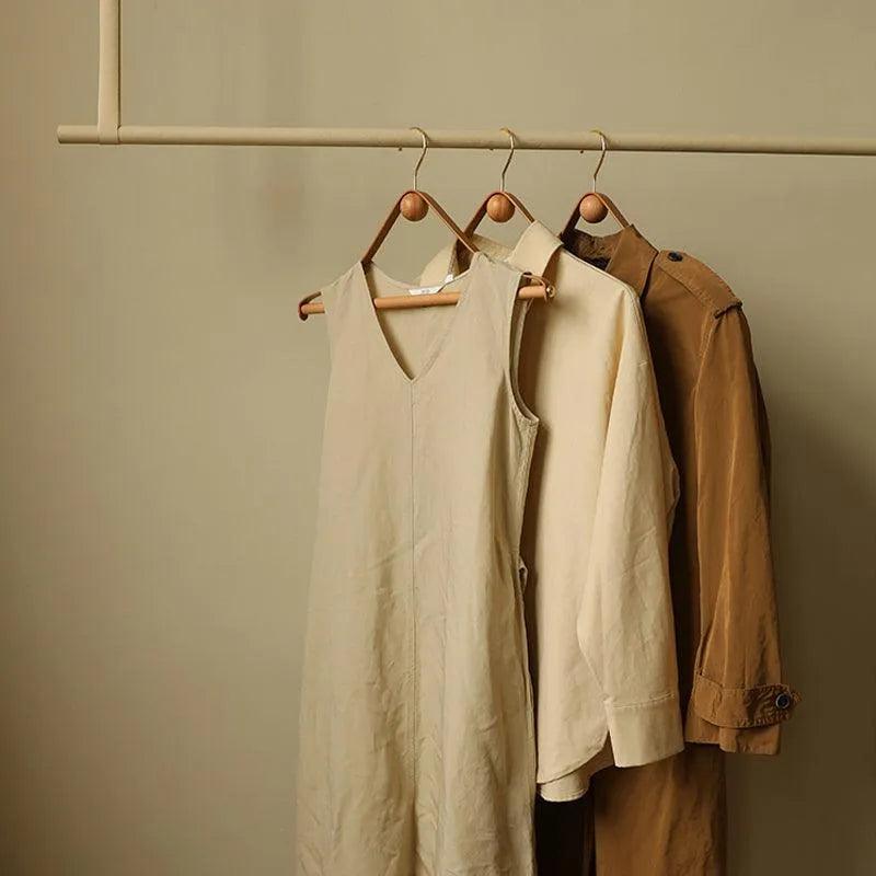Leather And Wood Hanger Set For Stylish Wardrobe Organization