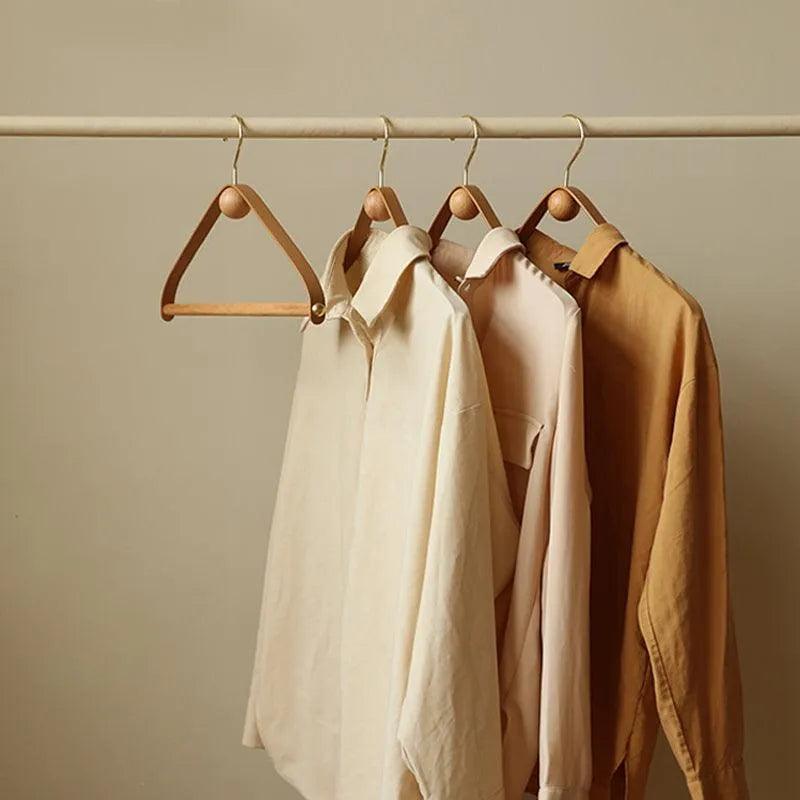 Leather And Wood Hanger Set For Stylish Wardrobe Organization