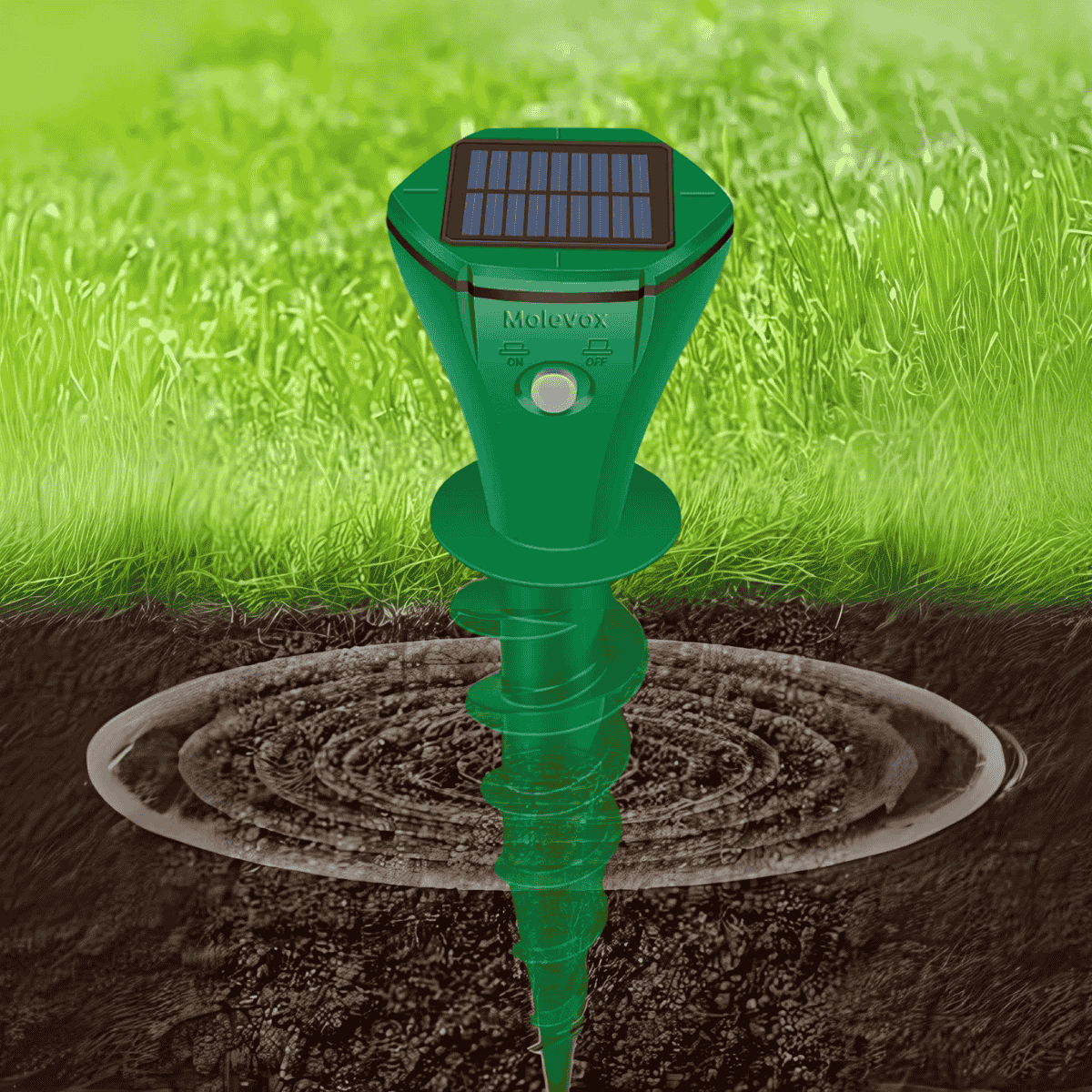 Solar Ground Repellent for Moles, Gophers, Snakes & Burrowing Rodents (2-Pack)