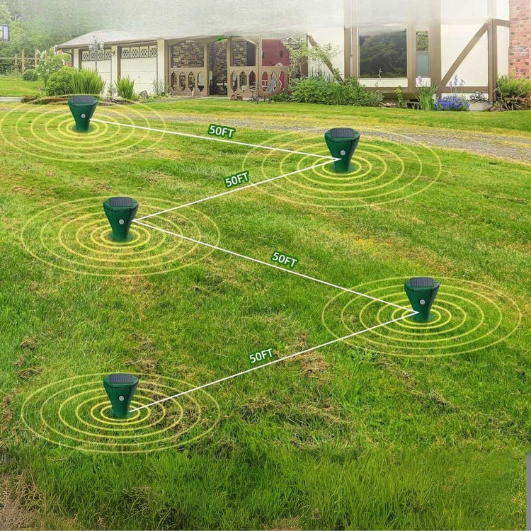 Solar Ground Repellent for Moles, Gophers, Snakes & Burrowing Rodents (2-Pack)