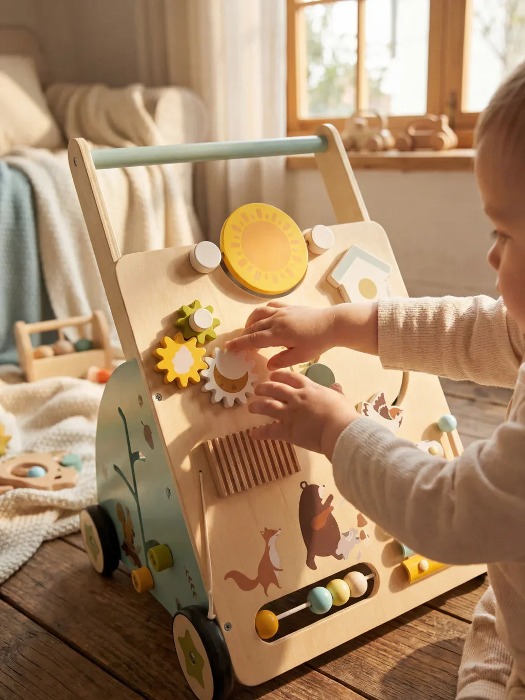 Woodland Theme Wooden Baby Activity Walker