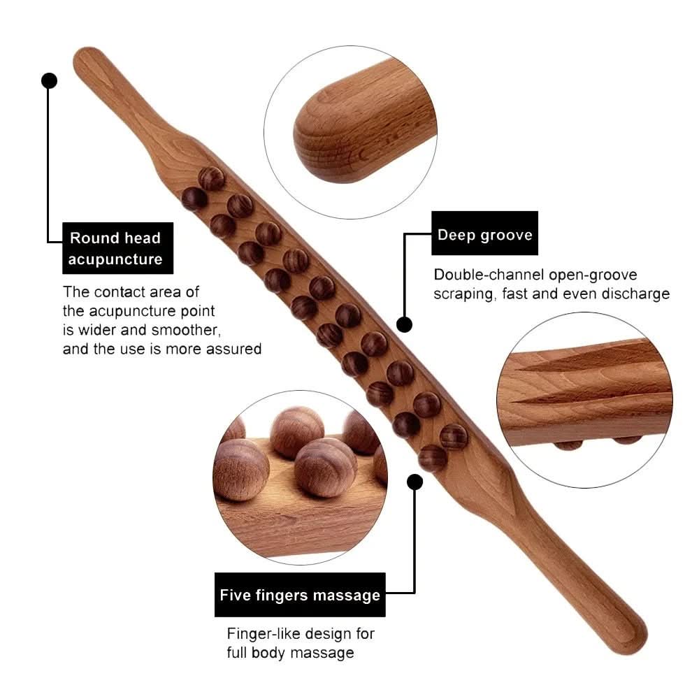 Luxury wooden Gua Sha massage stick | Promotes blood circulation & muscle relaxation