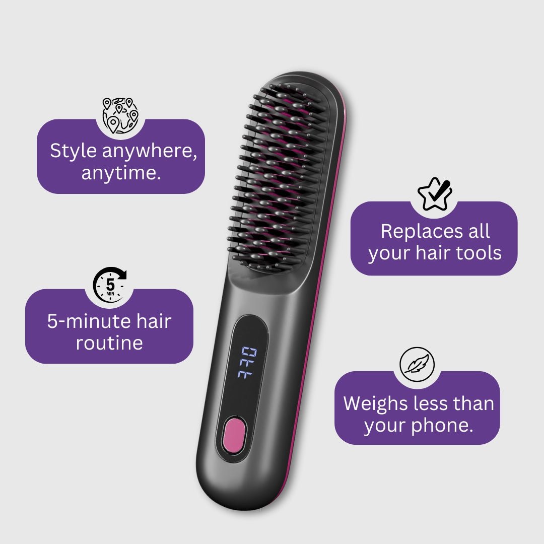 Brosse Lissante Sans Fil Pro Ionic Pour Contrôle des Frisottis Prête pour le Voyage