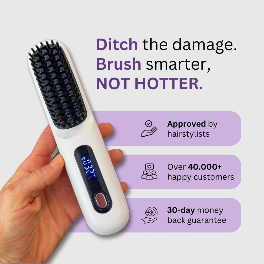 Brosse Lissante Sans Fil Pro Ionic Pour Contrôle des Frisottis Prête pour le Voyage