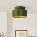 Luminara bubnové polozapuštěné stropní svítidlo s krémovým látkovým stínidlem, jedno světlo