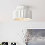 Luminara bubnové polozapuštěné stropní svítidlo s krémovým látkovým stínidlem, jedno světlo