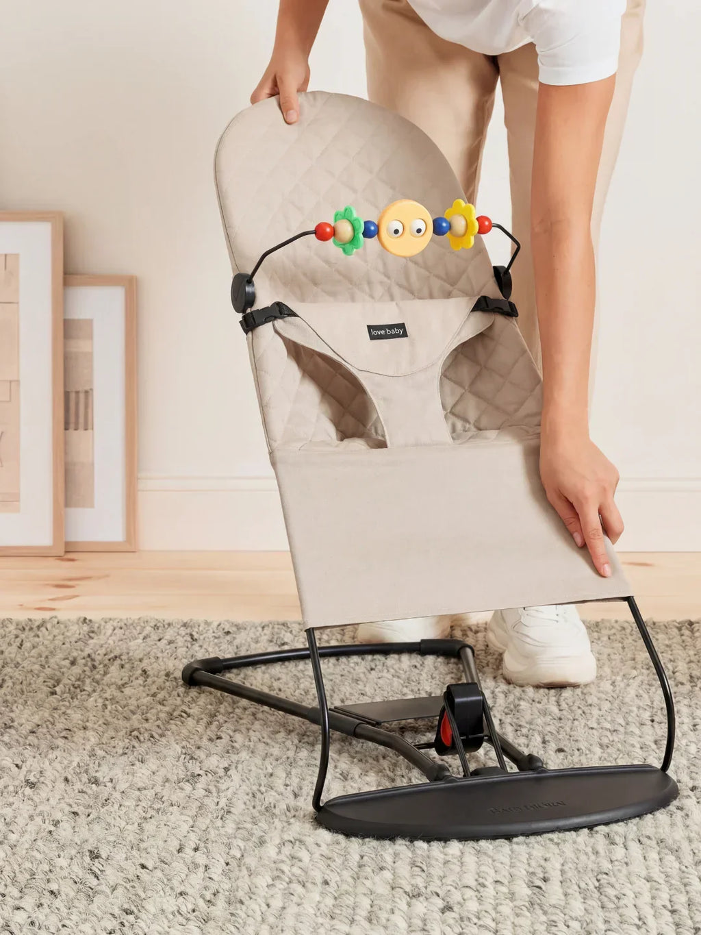 Foldable Baby Bouncer with Interactive Toy Arch