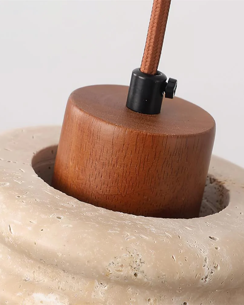 Lámpara Colgante LumaVell Japandi con Pantalla de Cerámica Ondulada