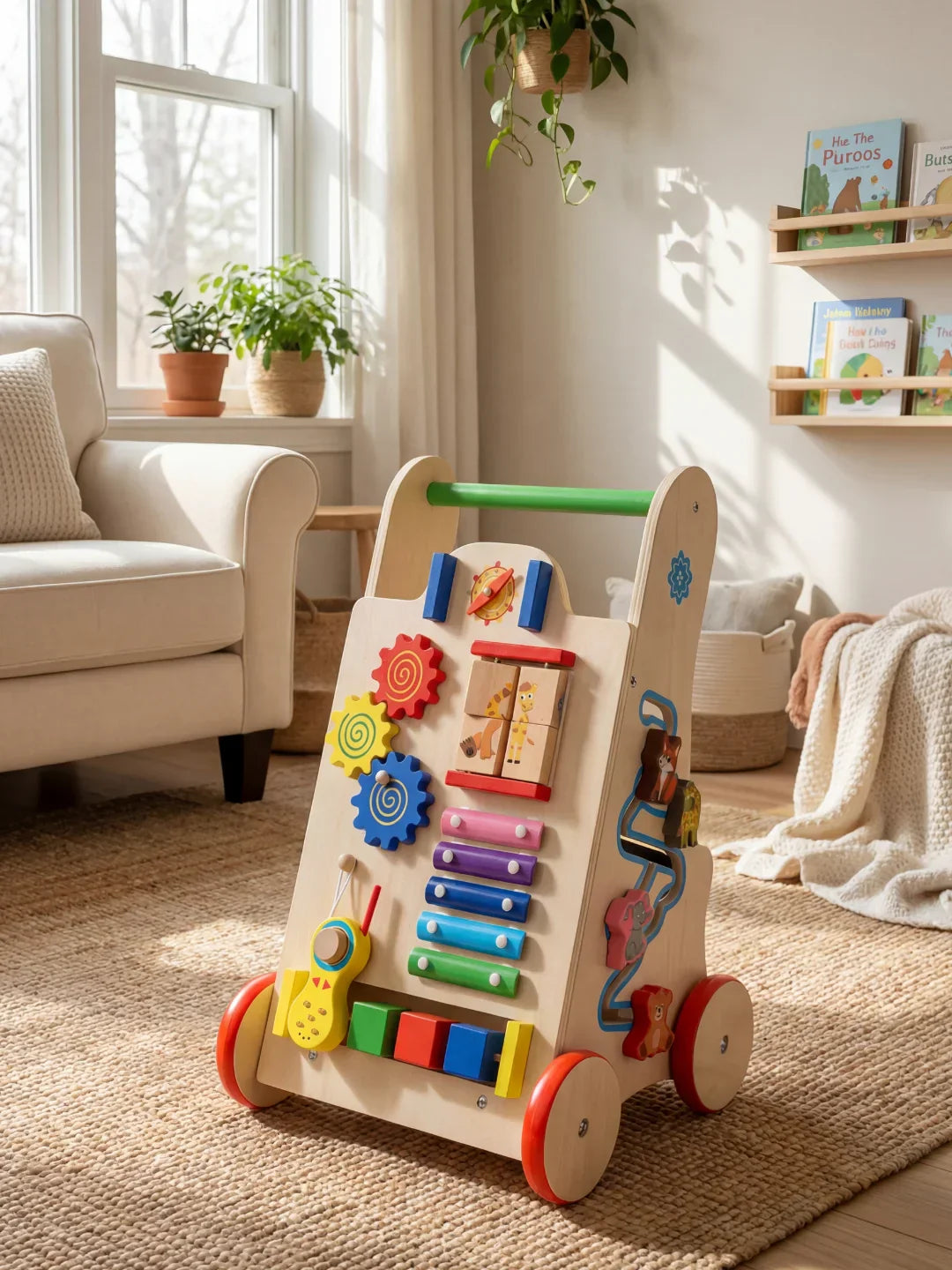 Colorful Wooden Educational Baby Push Walker