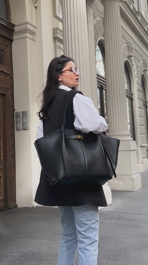 Sac en cuir végétalien pour une expérience de shopping surdimensionnée