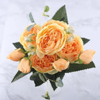 9件套丝绸牡丹花套装，带12英寸花茎，家居装饰用