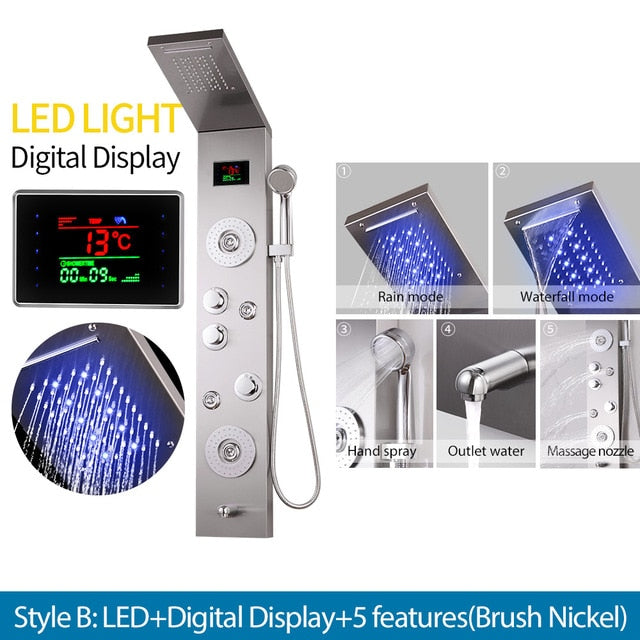 Sistem Panel Pancuran Dinding Terpasang AureaLux Keluli Tahan Karat