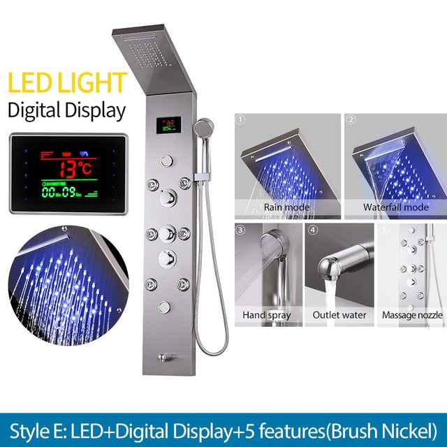 Sistem Panel Pancuran Dinding Terpasang AureaLux Keluli Tahan Karat