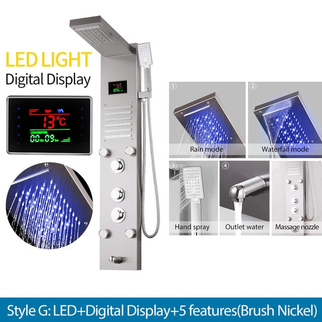 Sistem Panel Pancuran Dinding Terpasang AureaLux Keluli Tahan Karat