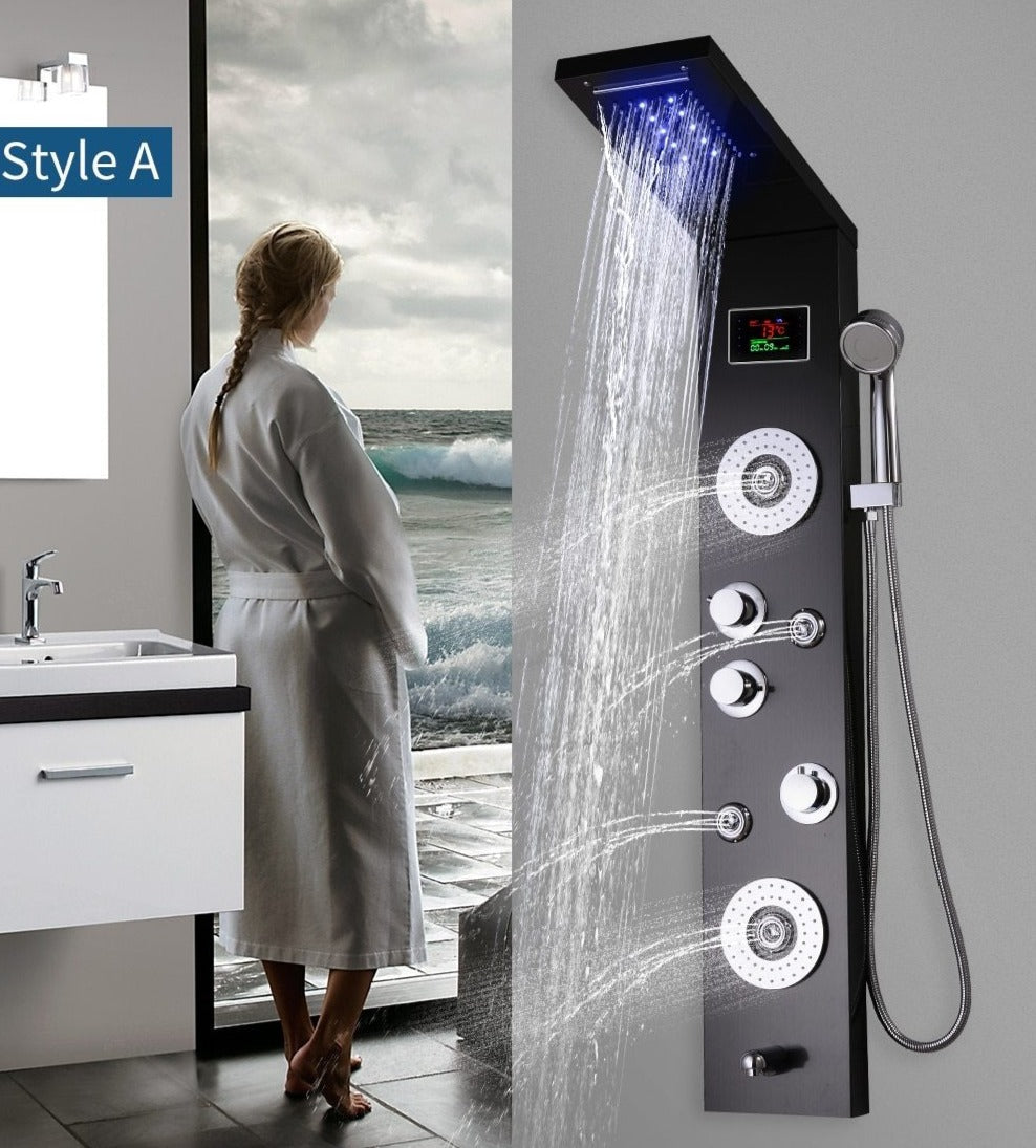 Sistem Panel Pancuran Dinding Terpasang AureaLux Keluli Tahan Karat