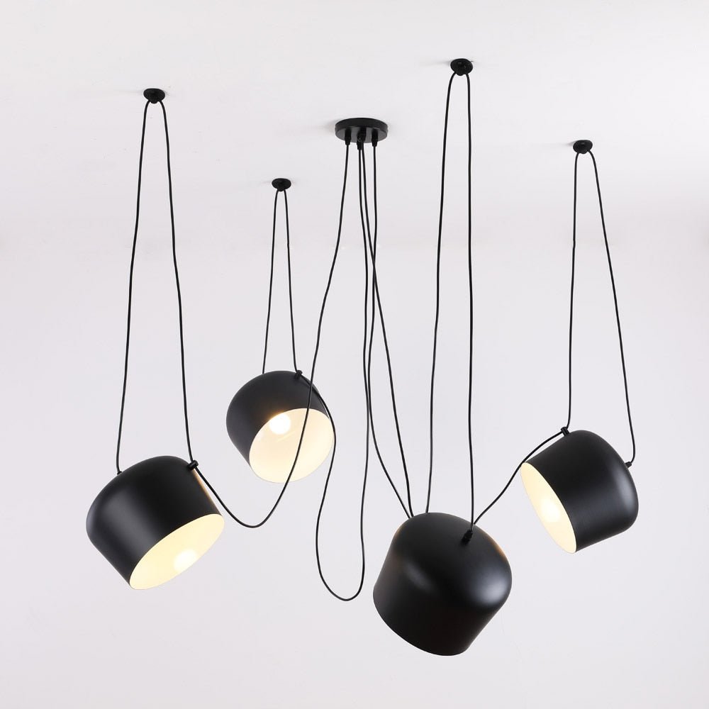 LumaDrum Pendant Light With Cable-Driven Bulb Fixture