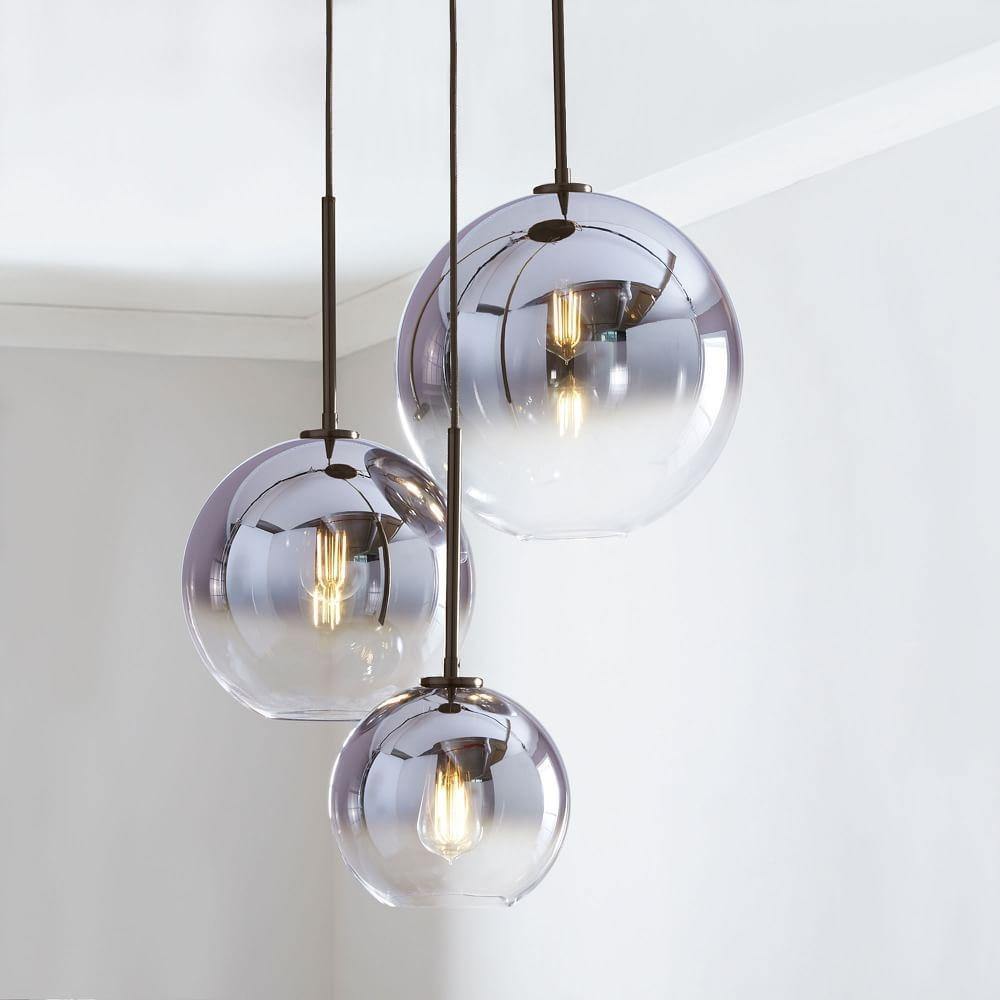 Aurell Nordic Glass Pendant Light in Champagne Amber, Iconic Silver and Transparent | Petprovac