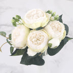 9件套丝绸牡丹花套装，带12英寸花茎，家居装饰用